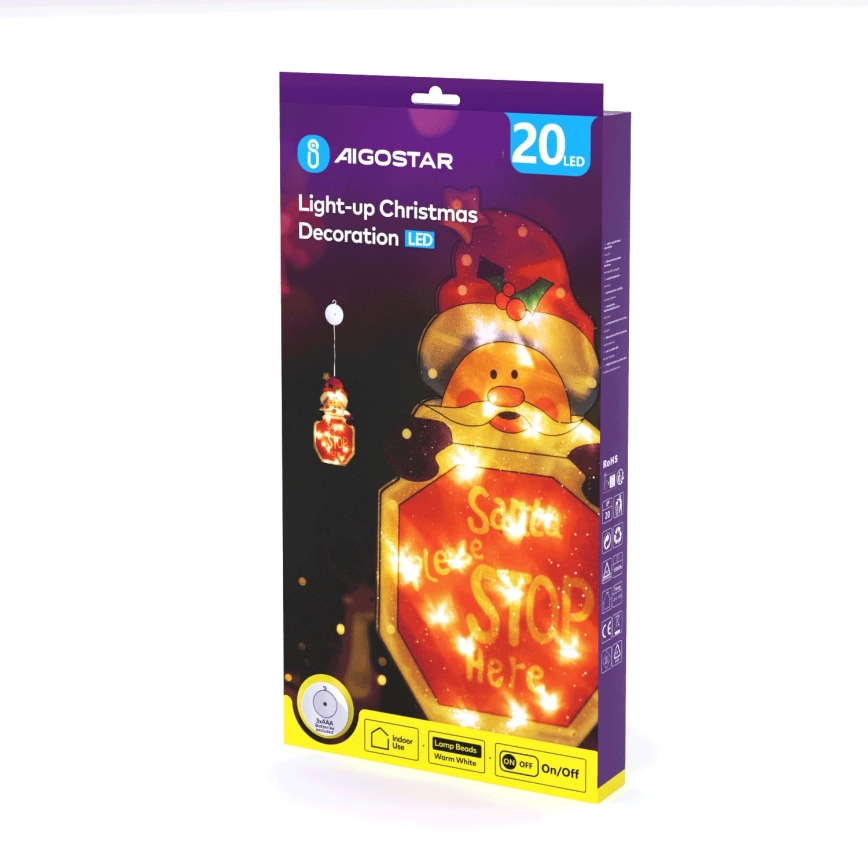 Aigostar - LED Vianočná dekorácia LED/3xAAA Santa so značkou 45cm