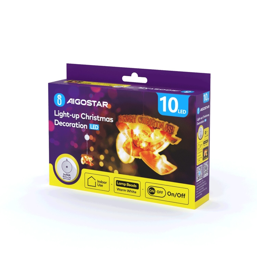 Aigostar - LED Vianočná dekorácia LED/3xAAA vianočné lietadlo 17cm