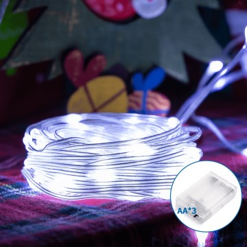 Aigostar - LED Vianočná reťaz 100xLED/3xAA 10,3m studená biela
