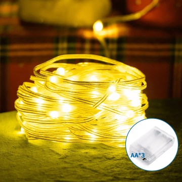 Aigostar - LED Vianočná reťaz 100xLED/3xAA 10,3m teplá biela