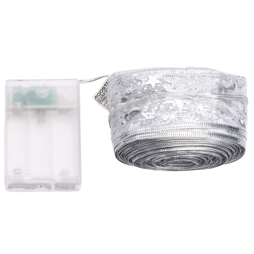 Aigostar - LED vianočný reťaz 100xLED/3xAA 10 m teplá biela strieborná