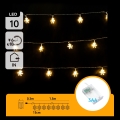 Aigostar - LED Vianočná reťaz 10xLED/3xAA 1,5m teplá biela vločky