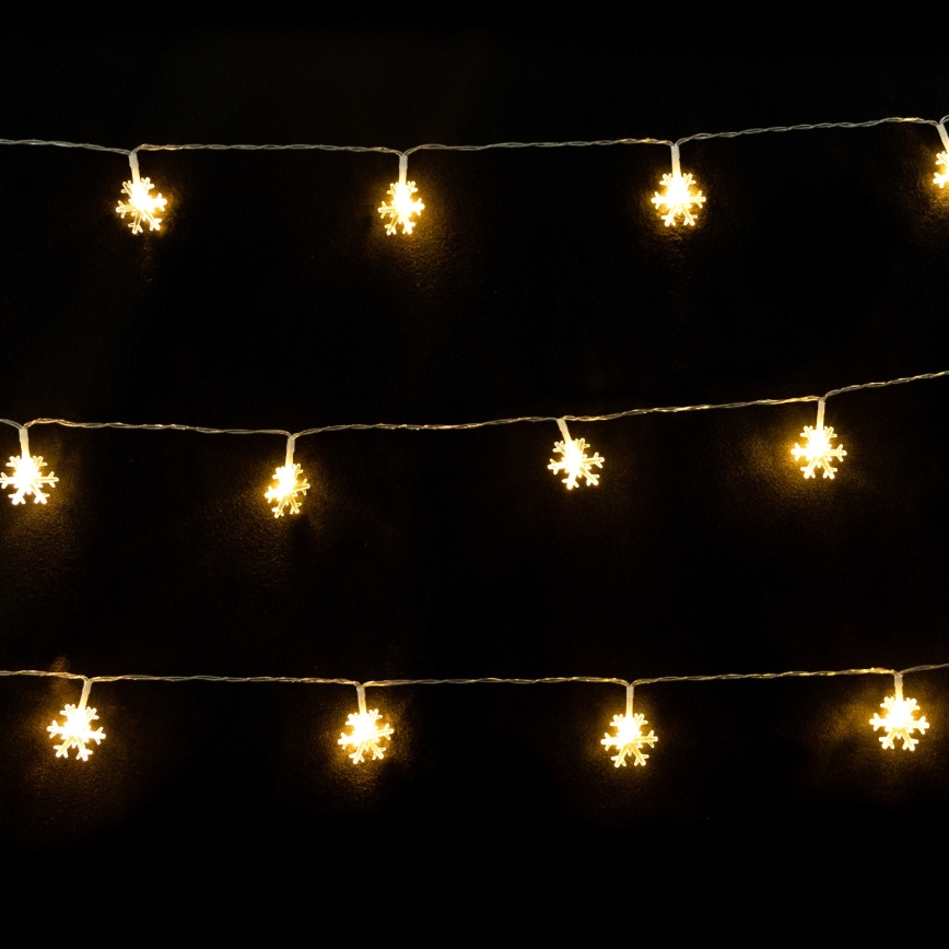 Aigostar - LED Vianočná reťaz 10xLED/3xAA 1,5m teplá biela vločky