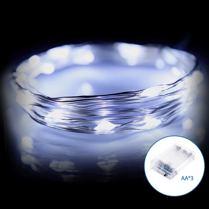 Aigostar - LED Vianočná reťaz 20xLED/3xAA 2,3m studená biela