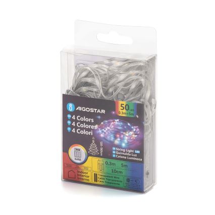Aigostar - LED Vianočná reťaz 50xLED/3xAA 5,3m multicolor