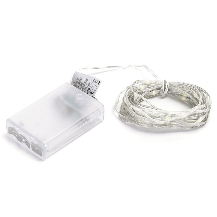 Aigostar - LED Vianočná reťaz 50xLED/3xAA 5,3m studená biela