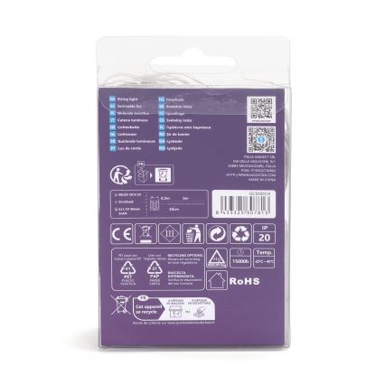 Aigostar - LED Vianočná reťaz 50xLED/3xAA 5,3m teplá biela