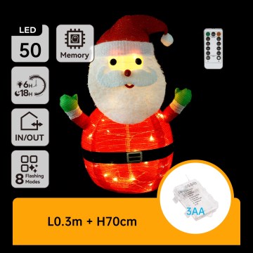Aigostar - LED Vianočná vonkajšia dekorácia 50xLED/3xAA 0,7m IP44 Santa Claus