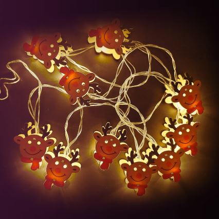 Aigostar - LED Vianočný reťaz 10xLED/3xAA 1,5m teplá biela sob