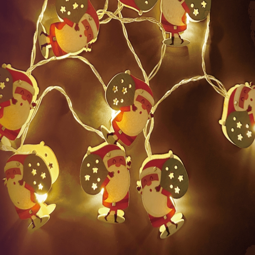 Aigostar - LED vianočný reťazec 10xLED/3xAA 1,5m teplá biela Santa Claus