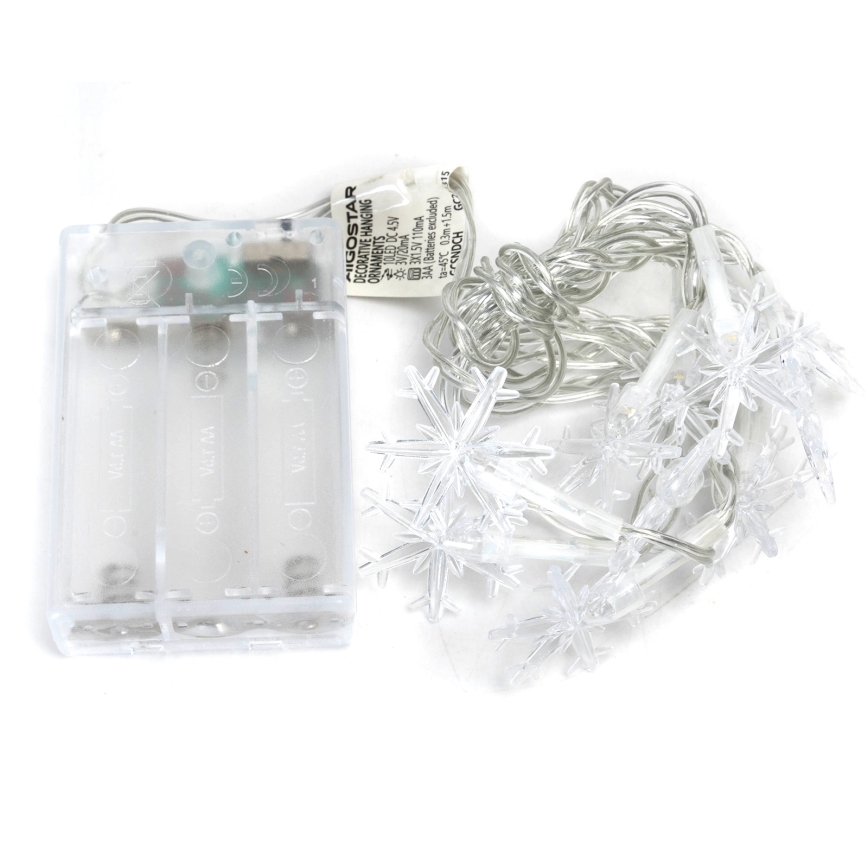 Aigostar - LED Vianočný reťazec 10xLED/3xAA 1,5m, teplá biela, snehové vločky