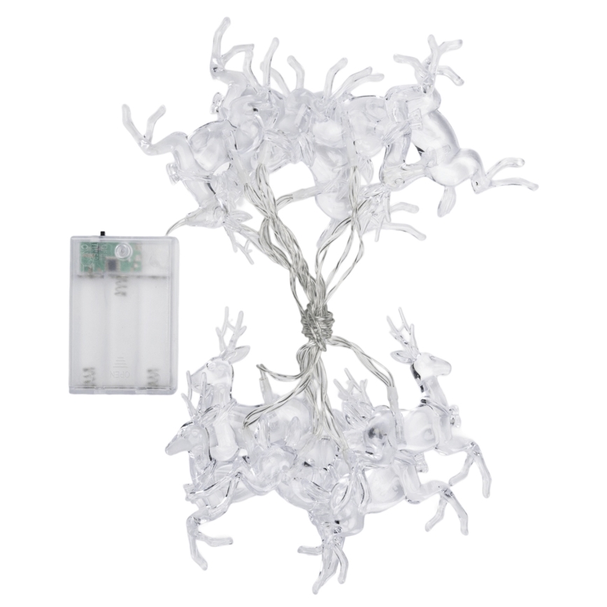 Aigostar - LED vianočný reťazec 10×LED/3×AA, 1,5 m, teplá biela, s motívom jeleňov