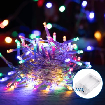 Aigostar - LED vianočný reťazec 50xLED/3xAA 5,3m viacfarebný