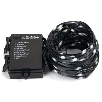 Aigostar -LED Vonkajší  reťaz 150xLED/8 funkcií 3xAA 15,3m IP44 teplá biela