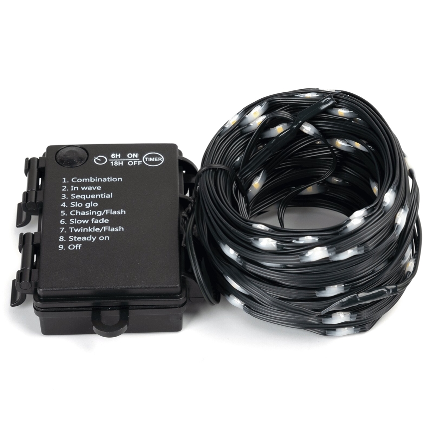 Aigostar -LED Vonkajší  reťaz 150xLED/8 funkcií 3xAA 15,3m IP44 teplá biela