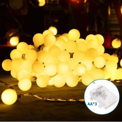 Aigostar - LED Vonkajší vianočný reťazec 100xLED/3xAA/8 funkcií 10,3 m IP44 teplá biela
