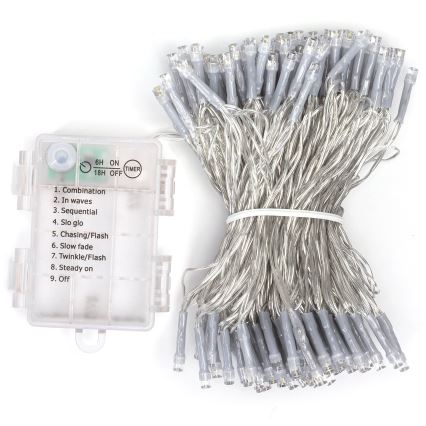 Aigostar -LED Vonkajší svetelný reťazec 150xLED/8 funkcií 3xAA 15,3m IP44 viacfarebný