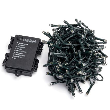 Aigostar - LED vonkajší svetelný reťazec 200×LED / 8 režimov, 3×AA, 10,3 m, IP44, teplá biela