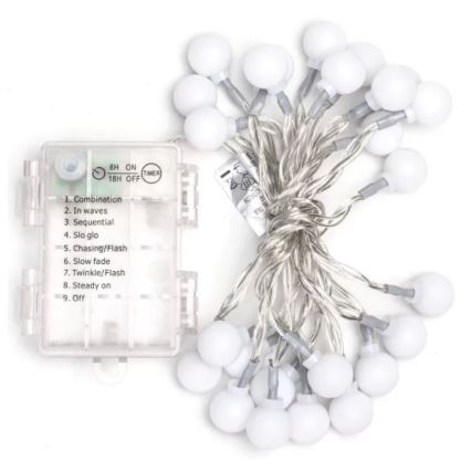 Aigostar - LED vonkajší svetelný reťazec 25xLED/3xAA/8 režimov 2,8 m IP44 viacfarebný