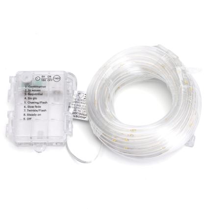 Aigostar - Vonkajší LED vianočný reťaz 100×LED/8 funkcií 3×AA 10,3 m IP44 teplá biela