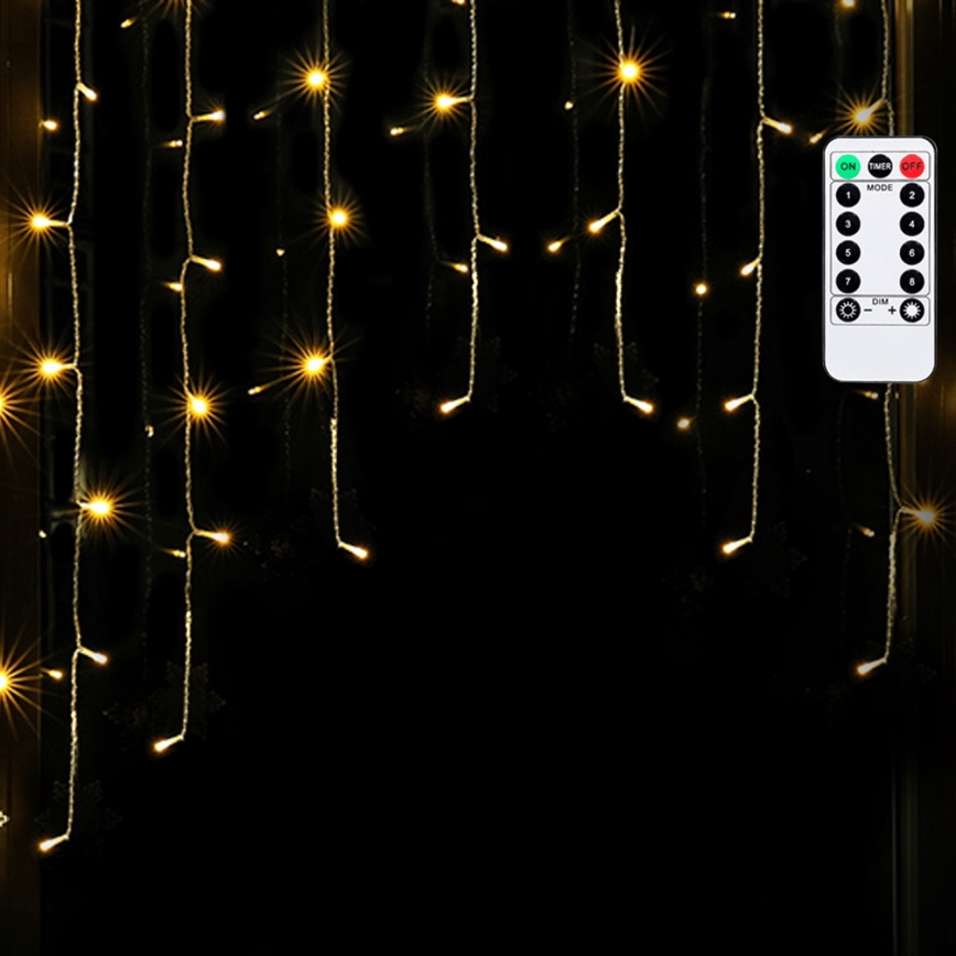 Aigostar - Vonkajší LED vianočný reťazec 200xLED/6W/230V/8 funkcií 3x1m IP44 teplá biela + diaľkové ovládanie