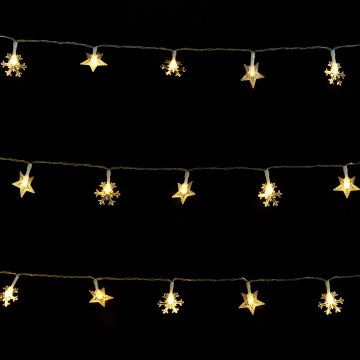 Aigostar - LED vonkajší vianočný reťaz 25xLED/8 funkcií 3xAA 2,5m IP44 teplá biela hviezdy