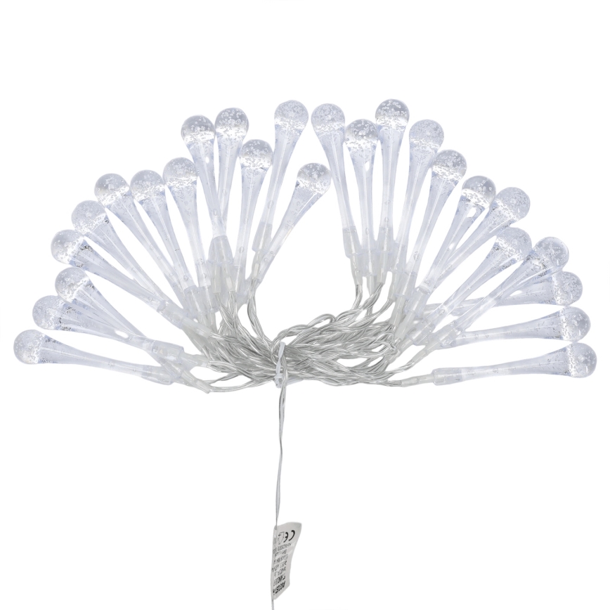 Aigostar - LED vonkajší vianočný reťazec 25xLED/8 funkcií 3xAA 2,5 m IP44 teplá biela kvapky