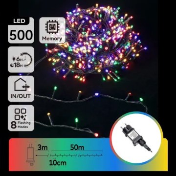 Aigostar - LED Vonkajší vianočný reťaz 500xLED/8 funkcií 50m IP44 viacfarebný