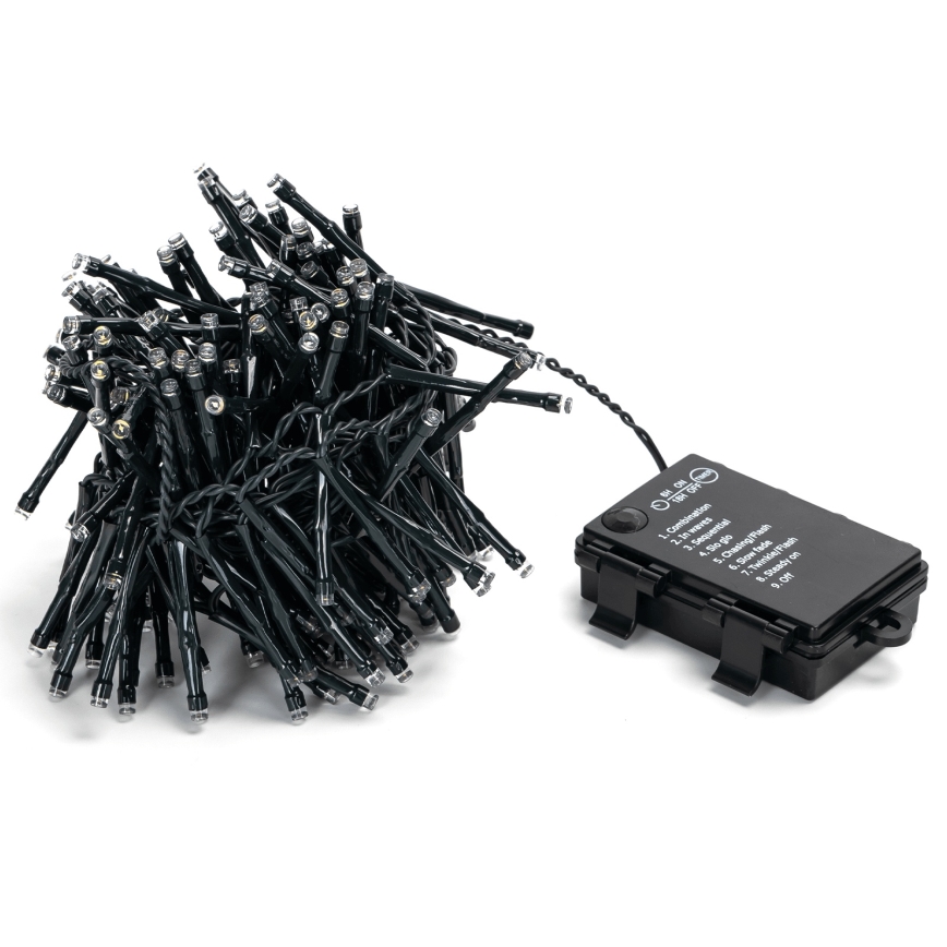 Aigostar - LED Vonkajší vianočný reťazec 200xLED/8 režimov 3xAA 5,3 m IP44 studená biela