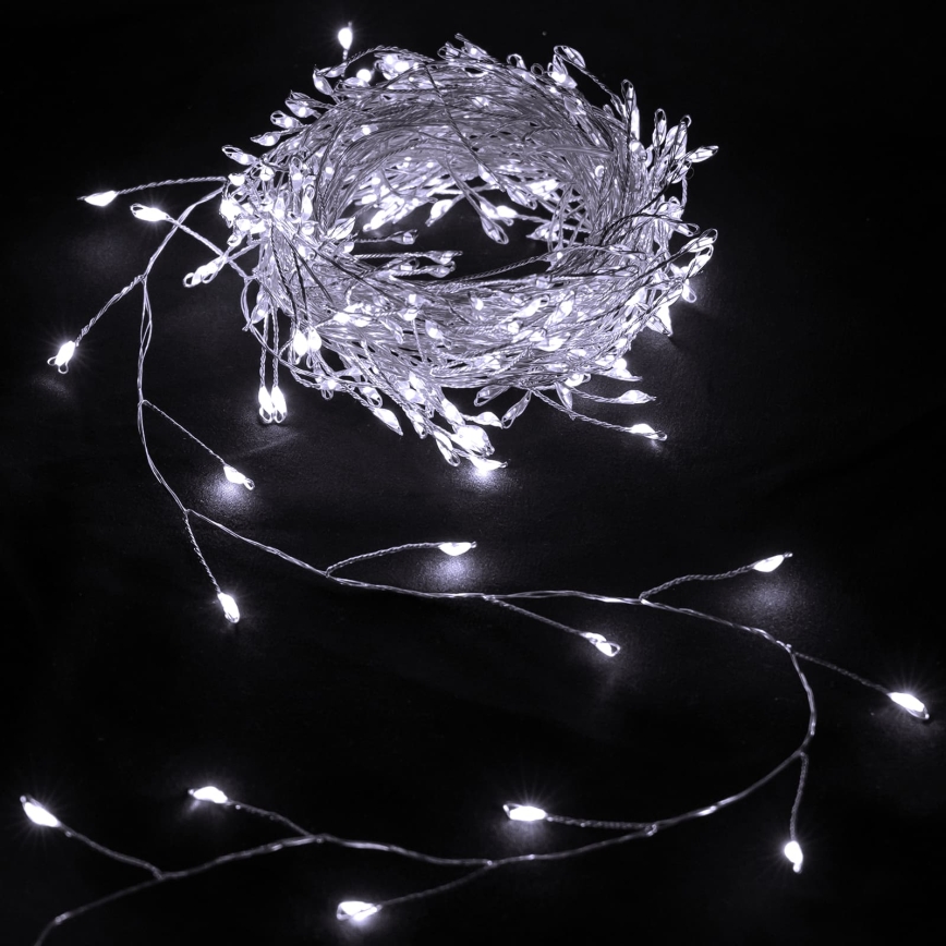 Aigostar - LED Vonkajší vianočný reťaz 50xLED/8 funkcií 3xAA 1,8m IP44 studená biela