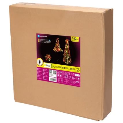 Aigostar - LED vonkajší vianočný stromček 150 LED 1,8 m IP44 červená/zlatá, teplá biela