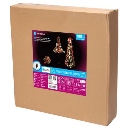 Aigostar - LED vonkajší vianočný stromček 100xLED 1,5m IP44 červená, studená biela