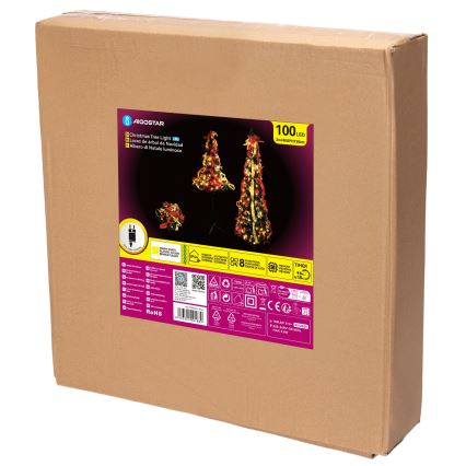 Aigostar - LED vonkajší vianočný stromček 100xLED 1,5m IP44 červená/zlatá teplá biela