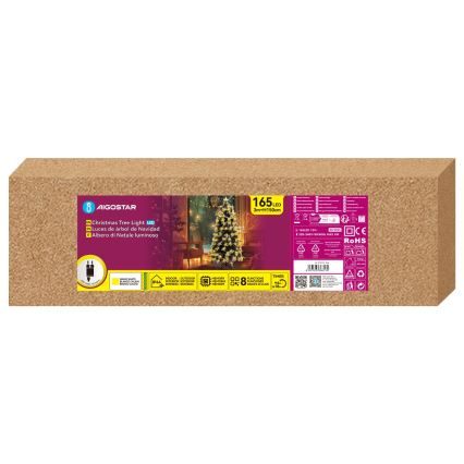 Aigostar - LED vonkajší vianočný stromček 165xLED/8 funkcií 1,5 m IP44 teplá biela