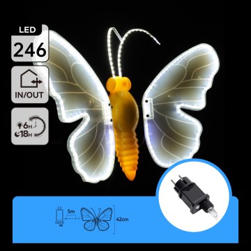 Aigostar - LED vonkajšia dekorácia 246xLED/9W/230V 42 cm IP44 motýľ/studená biela