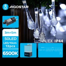 Aigostar - LED Vonkajšia dekoratívna reťaz 50xLED/8 funkcií 8m IP44 studená biela