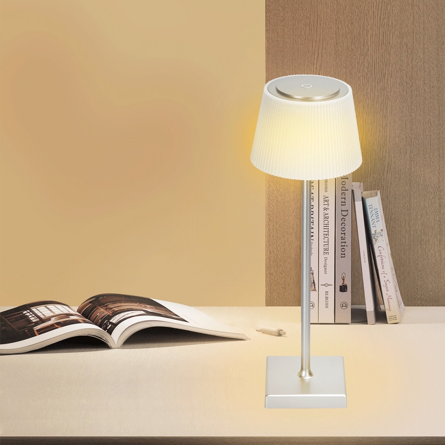 Aigostar - LED Vonkajšia stmievateľná nabíjacia stolná lampa LED/4W/5V 3600mAh biela/matný chróm IP54