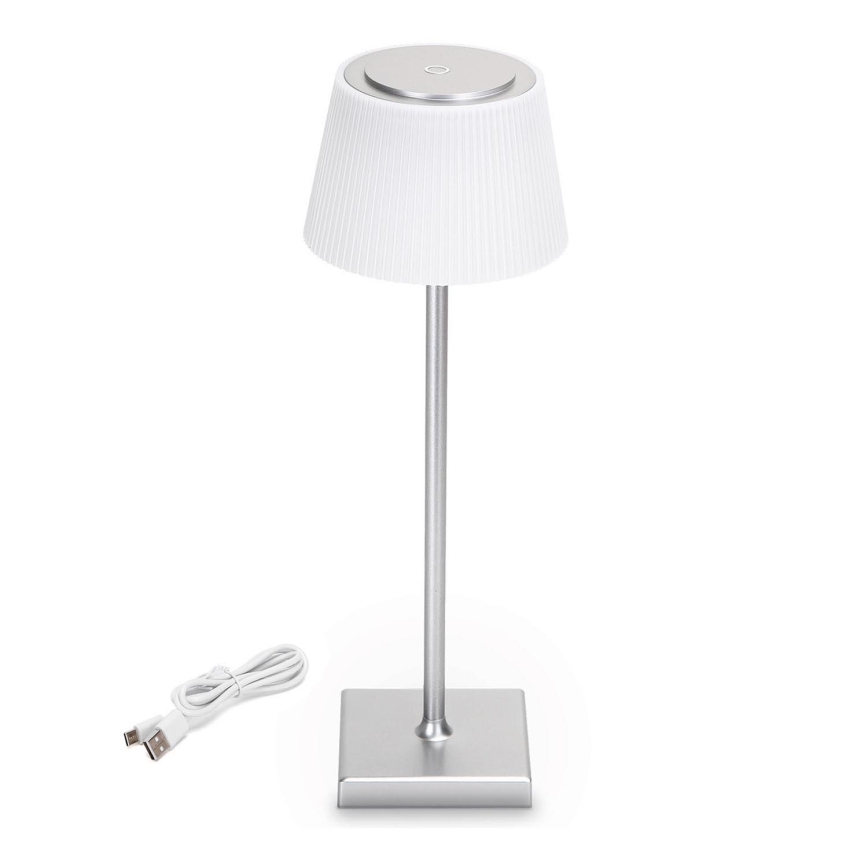 Aigostar - LED Vonkajšia stmievateľná nabíjacia stolná lampa LED/4W/5V 3600mAh biela/matný chróm IP54