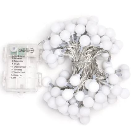 Aigostar - LED vonkajší svetelný reťazec 100xLED/3xAA/8 funkcií 10,3 m IP44 studená biela