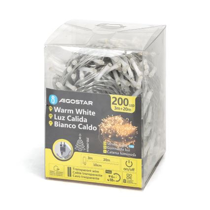 Aigostar - LED vonkajšia svetelná reťaz 200xLED/8 funkcií 23m IP44 teplá biela