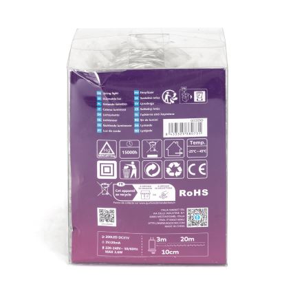 Aigostar - LED vonkajšia svetelná reťaz 200xLED/8 funkcií 23m IP44 teplá biela