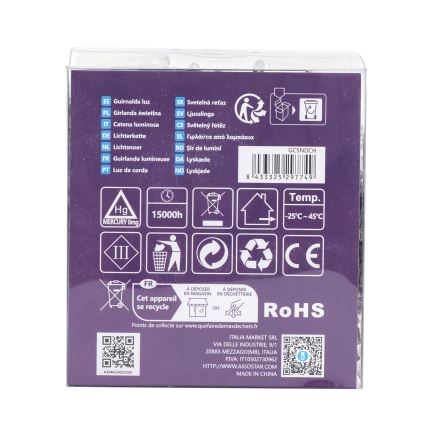 Aigostar - LED vonkajšia svetelná reťaz, 300× LED, 8 režimov, napájanie 3×AA, dĺžka 15,3 m, IP44, viacfarebná