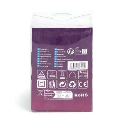 Aigostar - LED Vonkajšia svetelná reťaz 50xLED/8 funkcií 8m IP44 studená biela