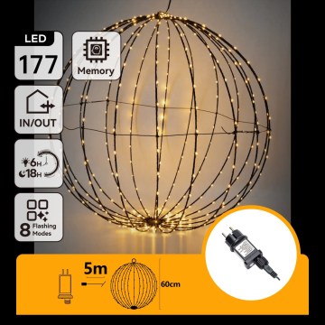 Aigostar - LED Vonkajšia vianočná dekorácia 177xLED/3,6W/230V 60 cm IP44 teplá biela