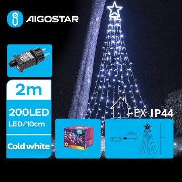 Aigostar - LED Vonkajšia vianočná dekorácia LED/3,6W/230V 2m IP44 studená biela