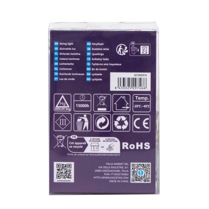 Aigostar -LED Vonkajšia vianočná reťaz 100xLED/8 funkcií 3xAA 10,3m IP44 multicolor