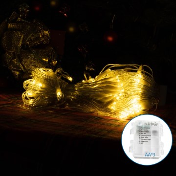 Aigostar-LED Vonkajšia vianočná reťaz 100xLED/8 funkcií 3xAA 8x0,6m IP44 teplá biela