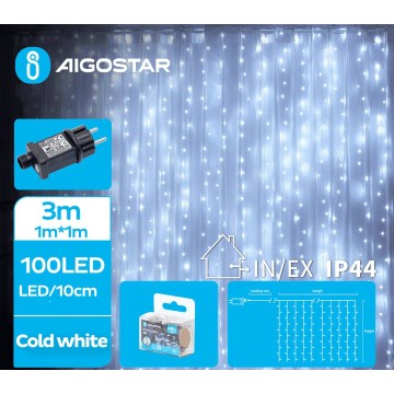 Aigostar - LED Vonkajšia vianočná reťaz 100xLED/8 funkcií 4x1m IP44 studená biela