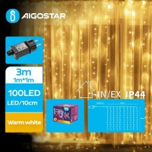 Aigostar - LED Vonkajšia vianočná reťaz 100xLED/8 funkcií 4x1m IP44 teplá biela