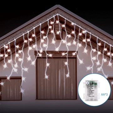 Aigostar - LED Vonkajšia vianočná reťaz 100xLED/8 funkcií 8x0,6m IP44 studená biela